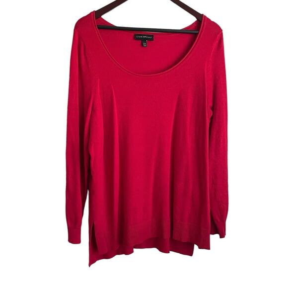 Lane Bryant Women Tunic Sweater 14/16 Red Rayon Knit Casual Relaxed Workwear‎ - Picture 1 of 8